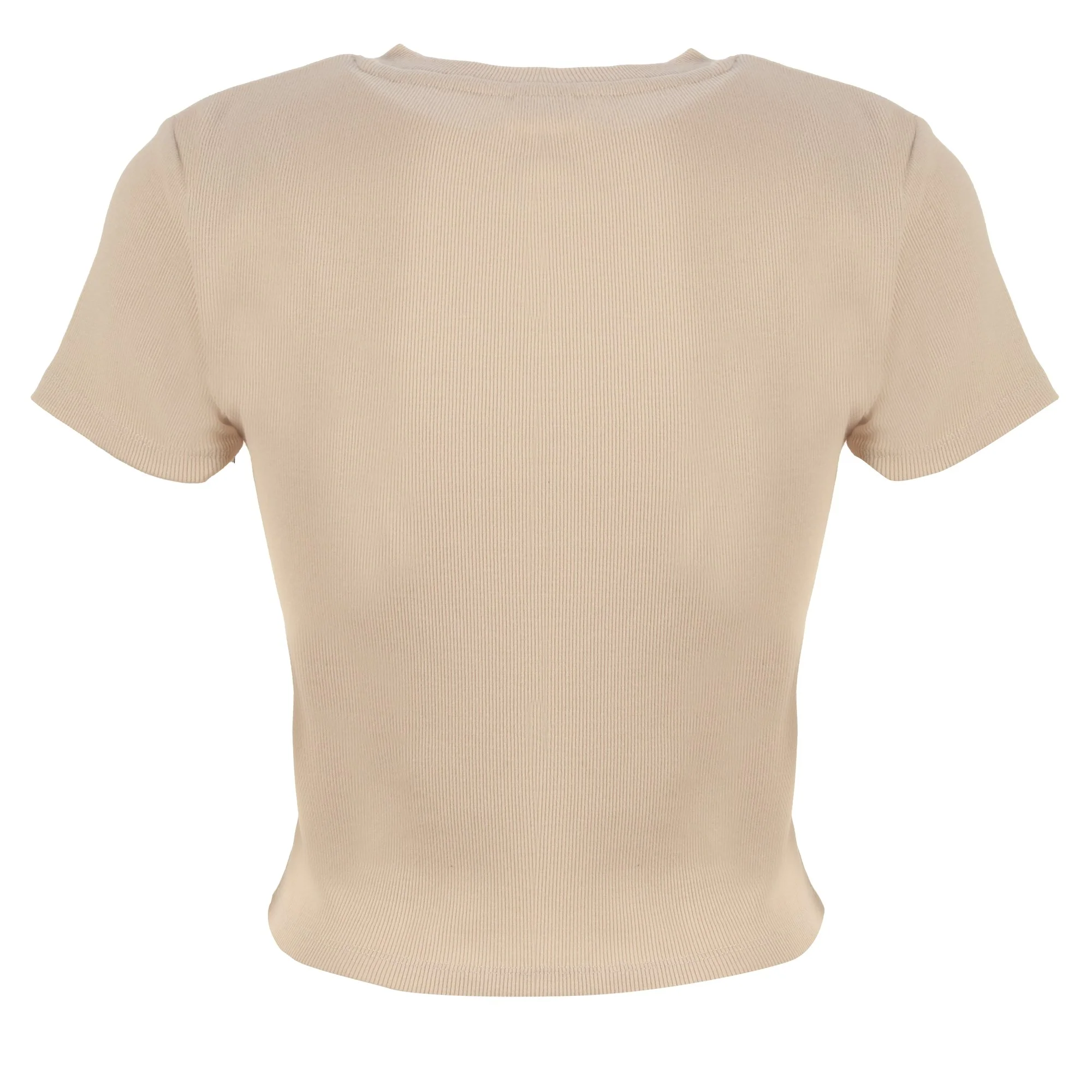 Tee-shirt manches courtes crop - Beige - Image 2