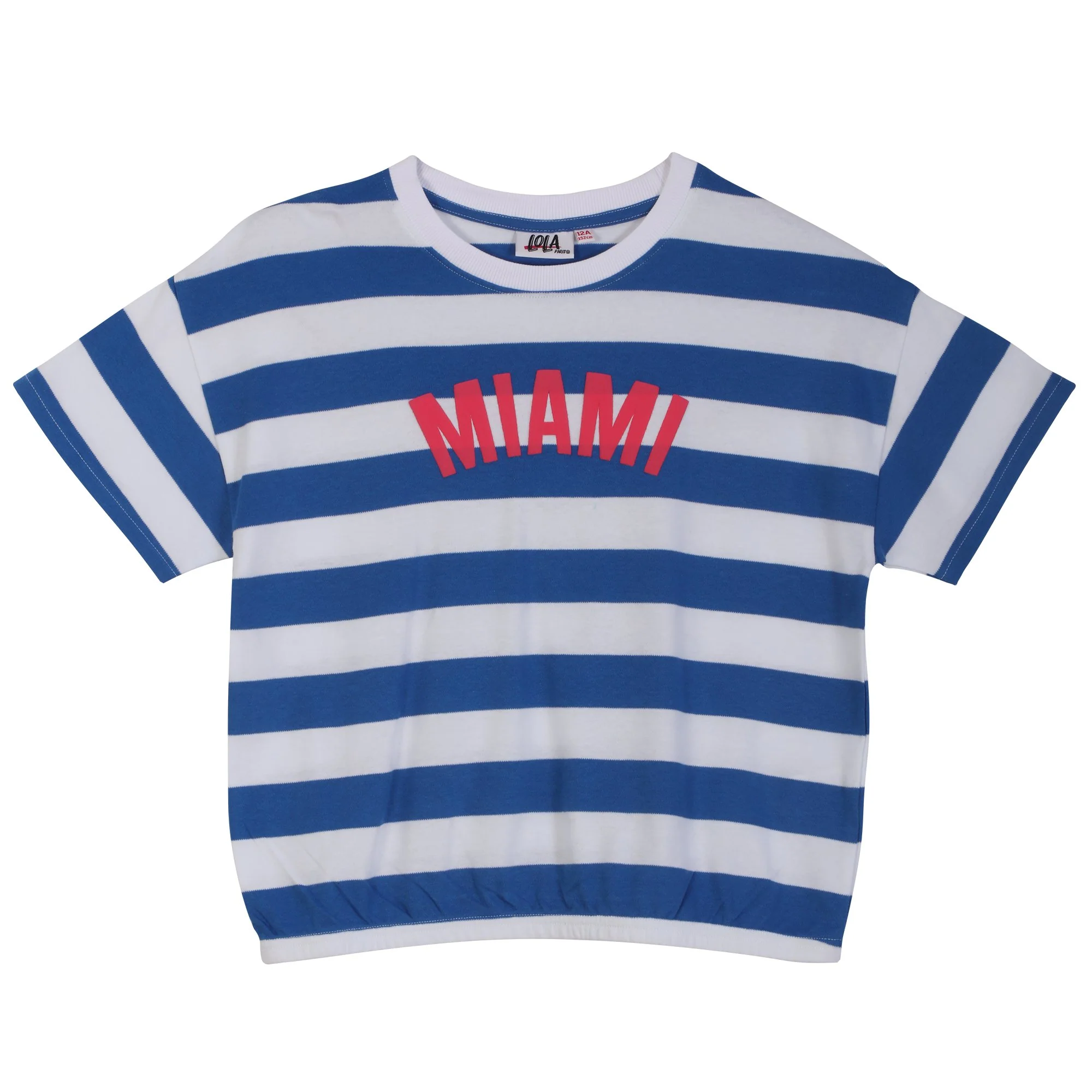 Tee-shirt manches courtes rayé 7/12 ans - Bleu