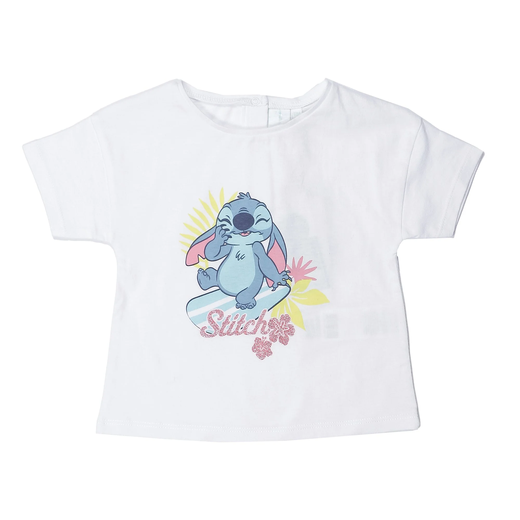 Tee-shirt manches courtes Stitch 6/24 mois - Blanc