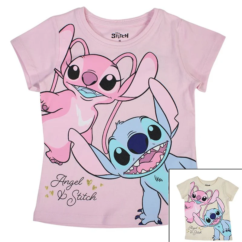 Tee-shirt manches courtes Stitch ou Gaby 2-8 ans - Bleu