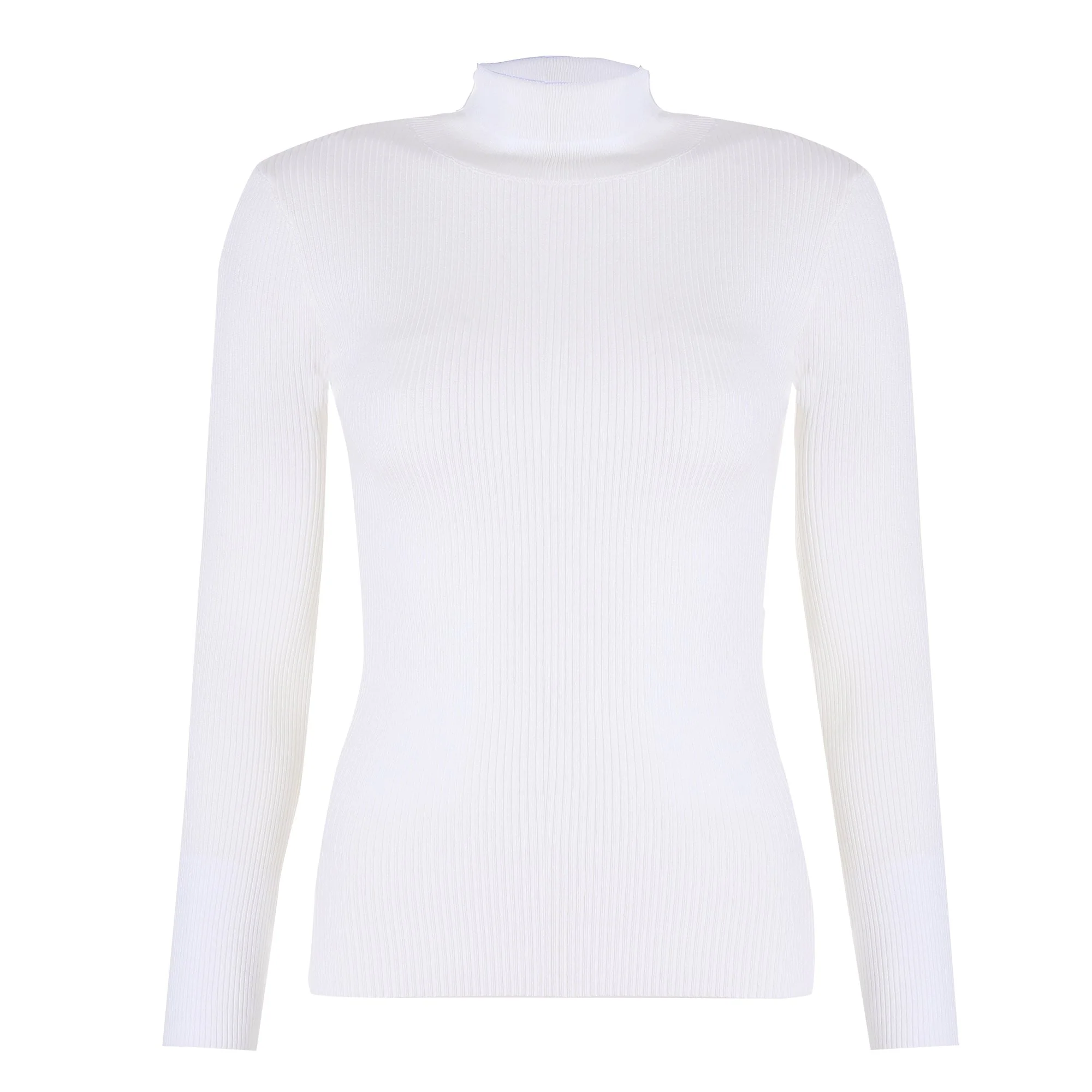 Tee-shirt manches longues col montant - Blanc