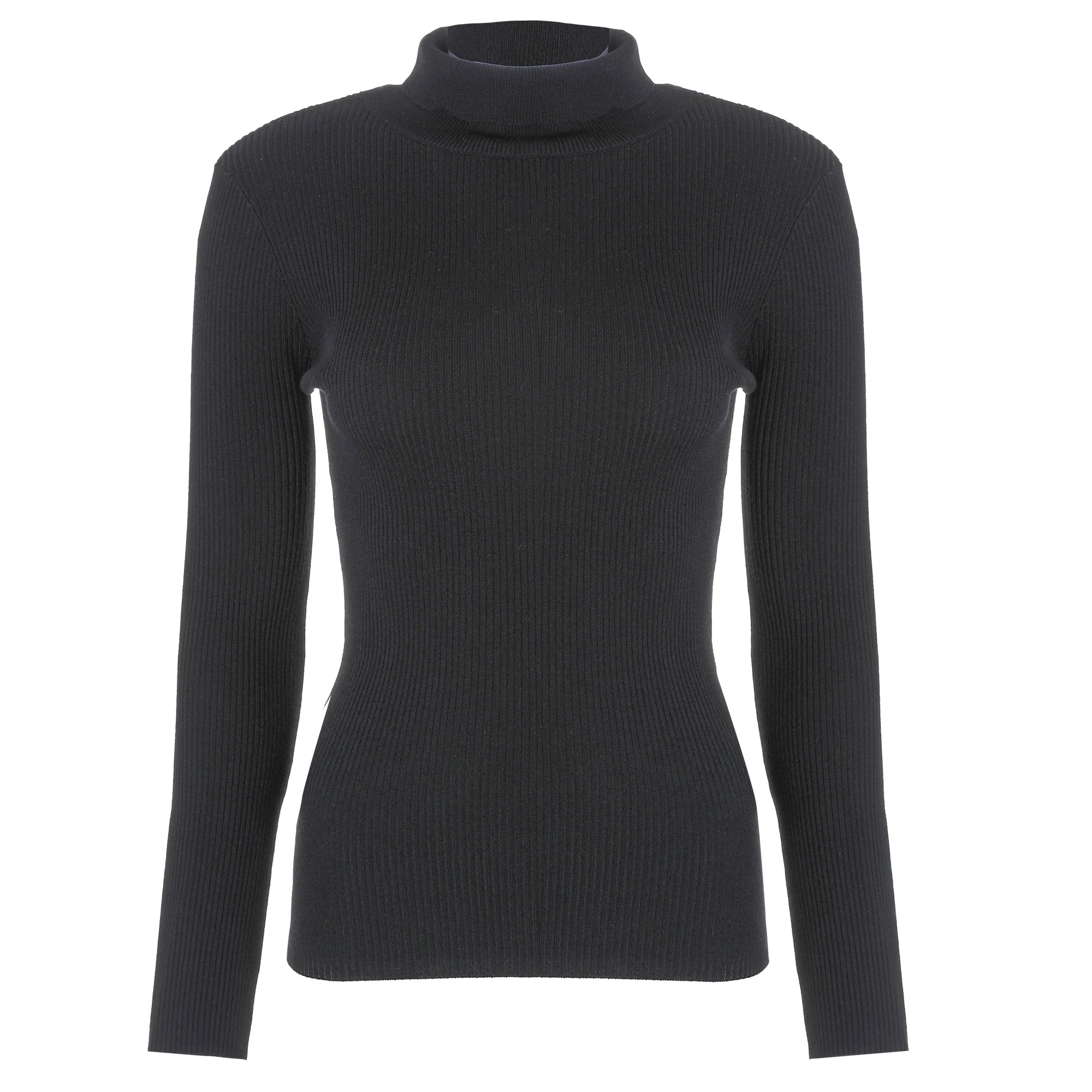 Tee-shirt manches longues col montant - Noir