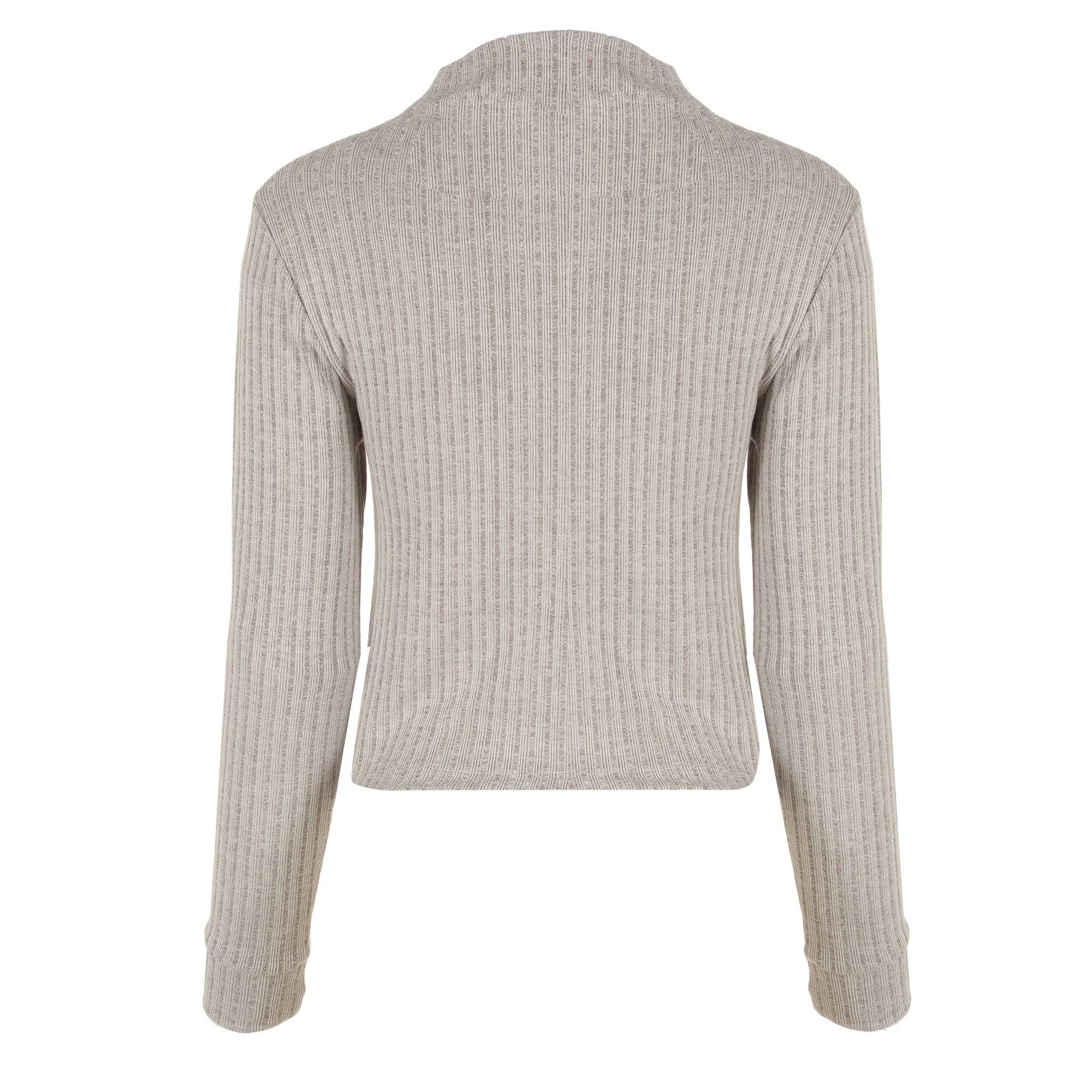 Tee-shirt manches longues crop col montant - Blanc - Image 2
