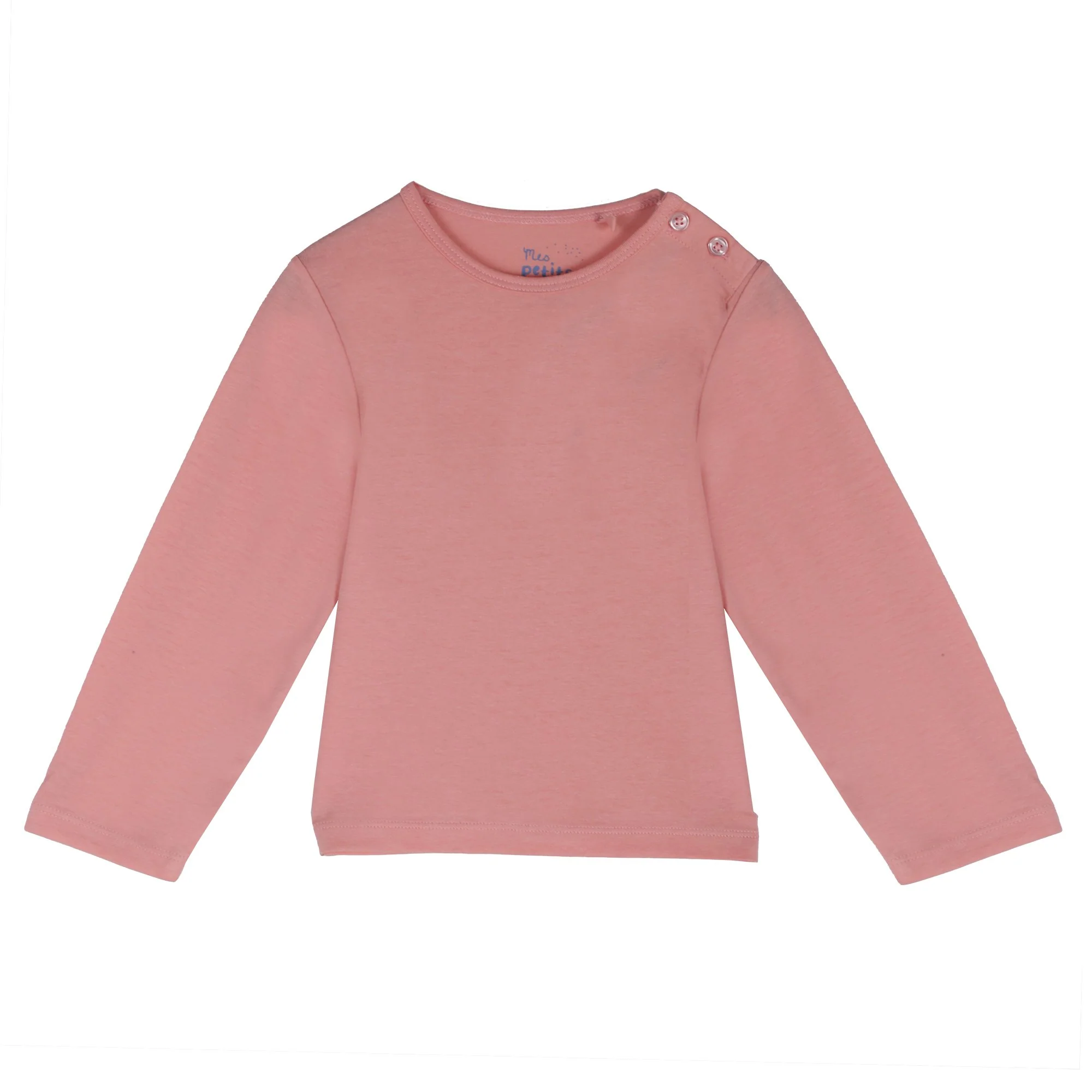 Tee-shirt manches longues uni 3/36 mois  - Rose