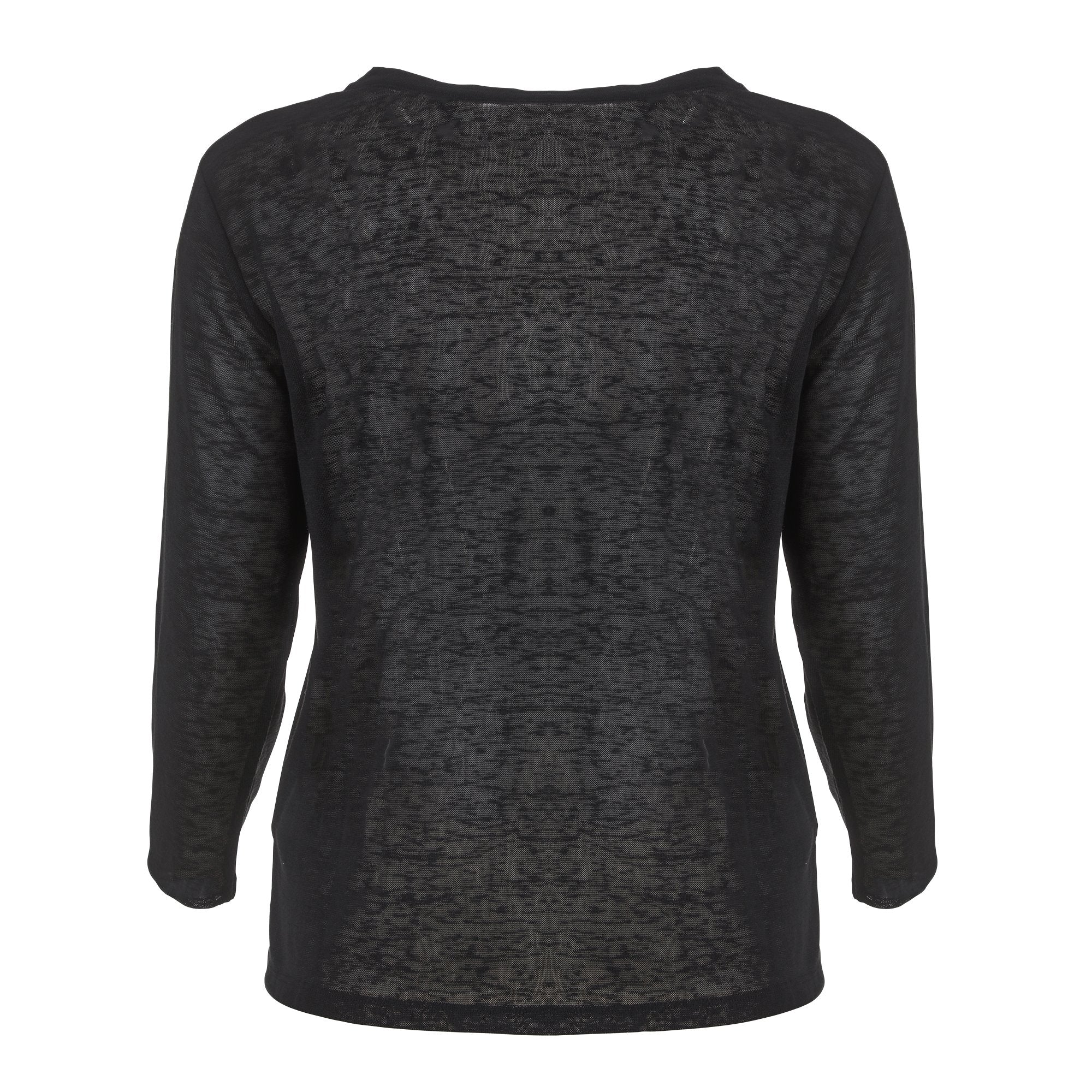 Tee-shirt manches longues uni  - Noir - Image 4