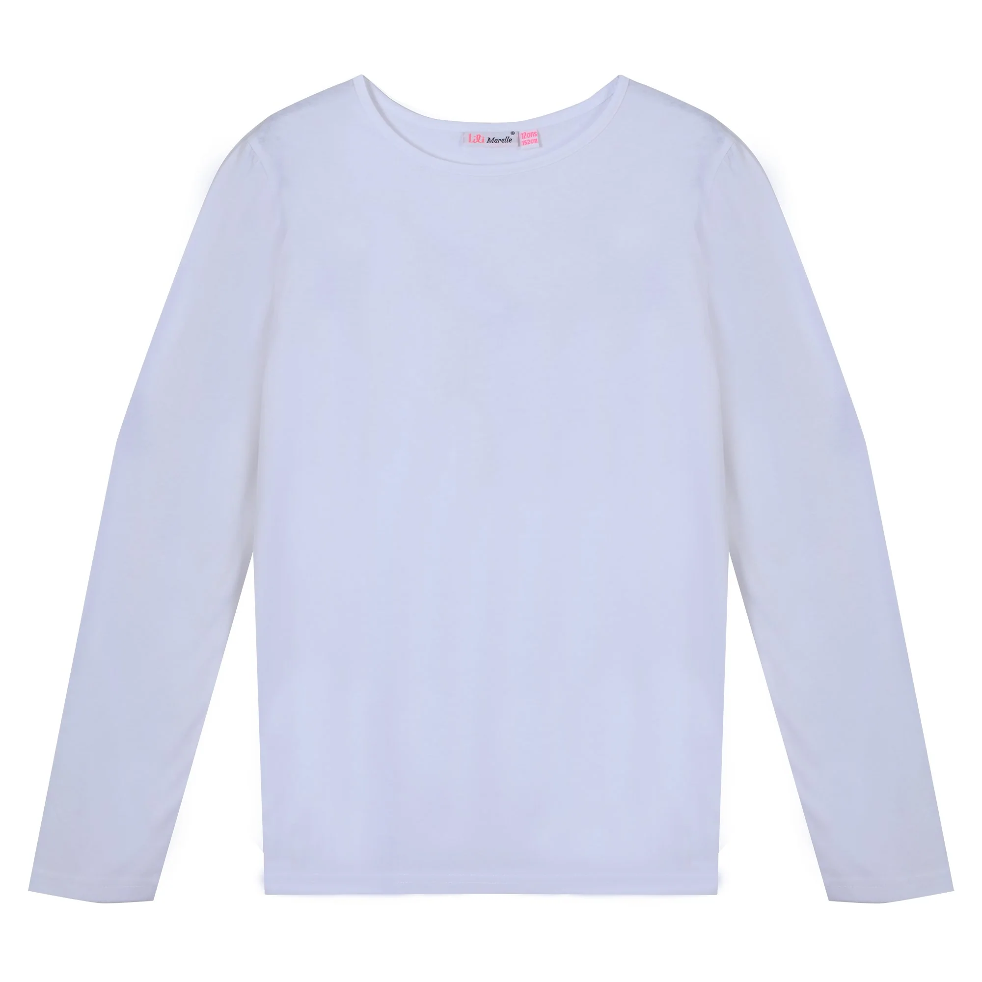 Tee-shirt uni manches longues 3/12 ans - Blanc - Image 2