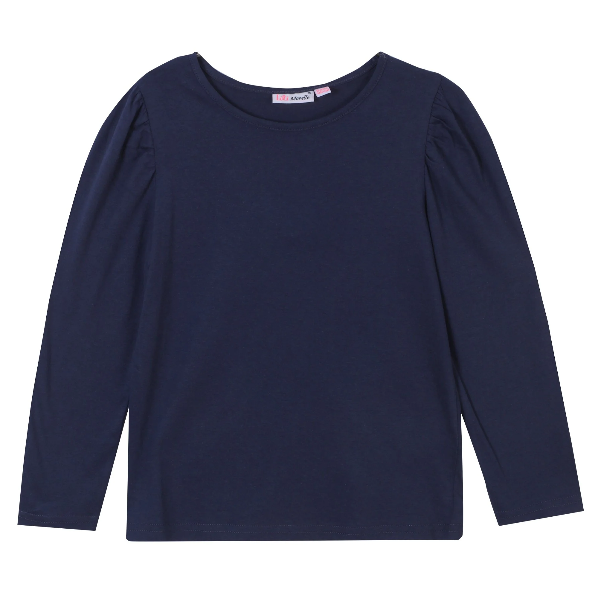 Tee-shirt uni manches longues 3/12 ans - Bleu foncé