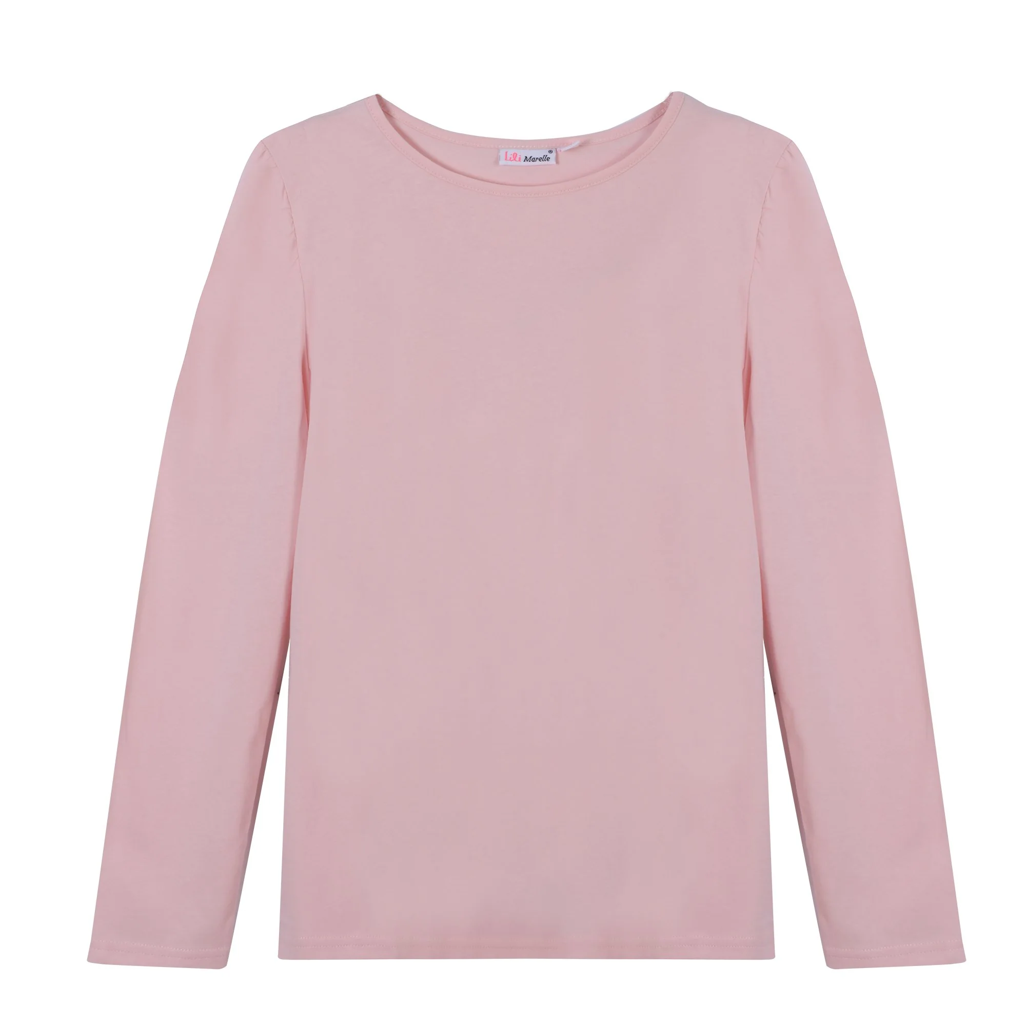 Tee-shirt uni manches longues 3/12 ans - Rose - Image 2