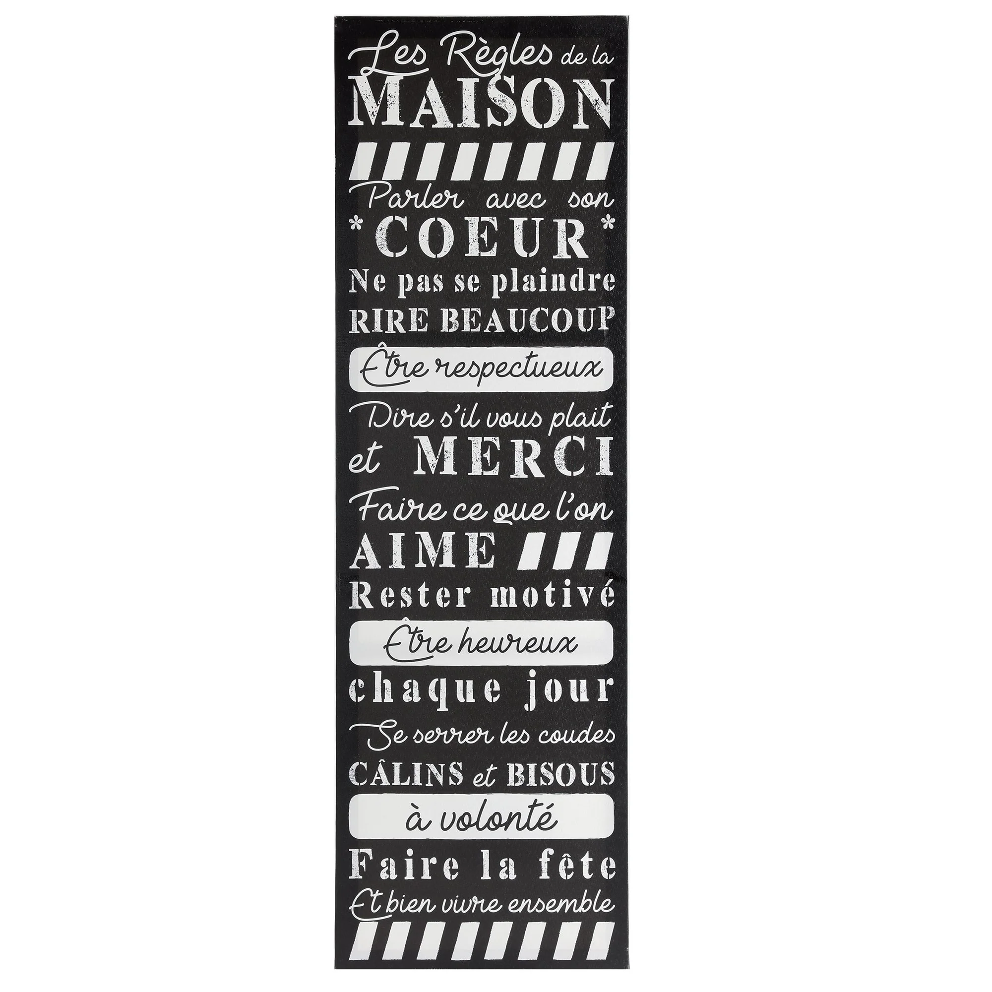 Toile imprimée des règles de la maison