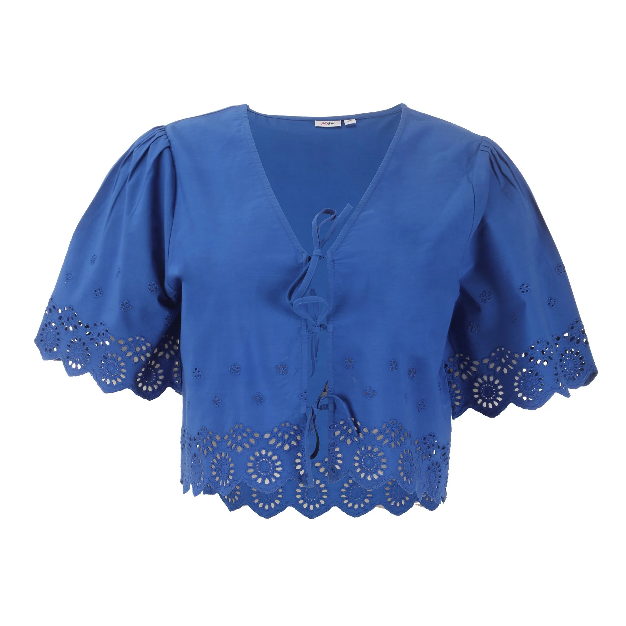 Top broderie nœuds  - Bleu